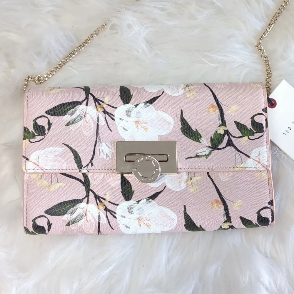 Ted Baker Parisa Elegant Floral Shoulder Clutch Bag, Removable Chain Strap 🌸 - Picture 4 of 15